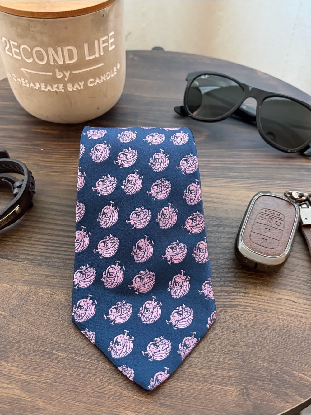 NWT Charvet Paris Silk Tie Purple Medallion Pattern 3.5” Wide Made in France